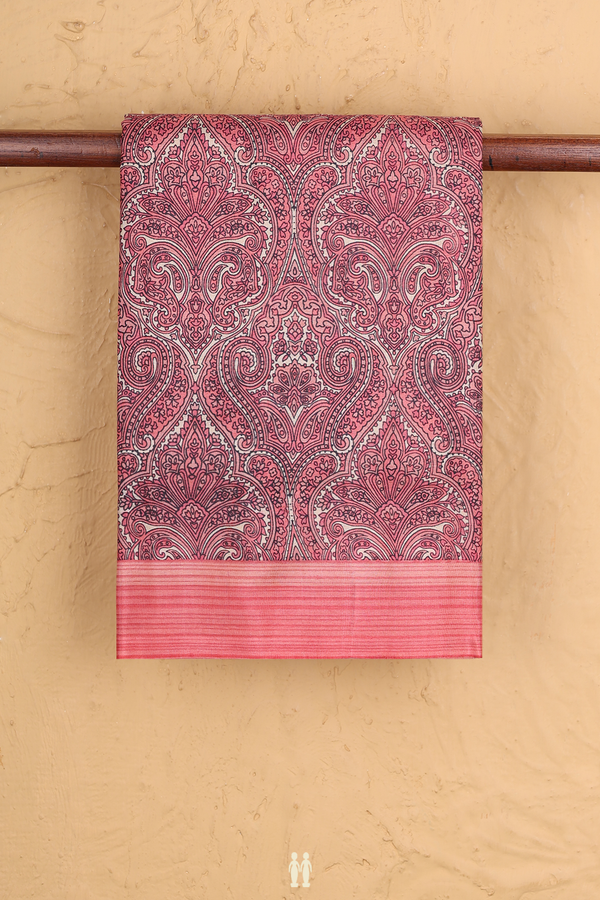 Printed Silk Saree In Dusty Pink With Allover Design