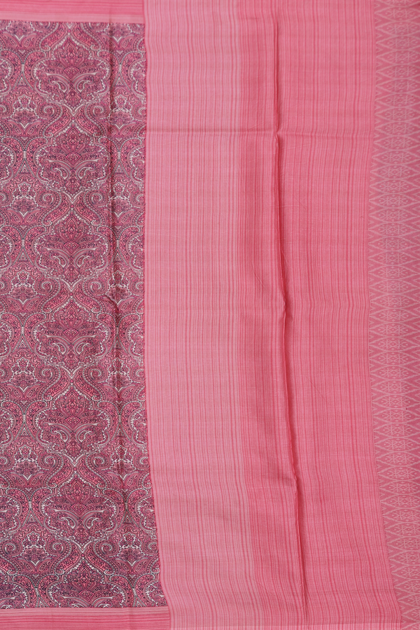 Printed Silk Saree In Dusty Pink With Allover Design