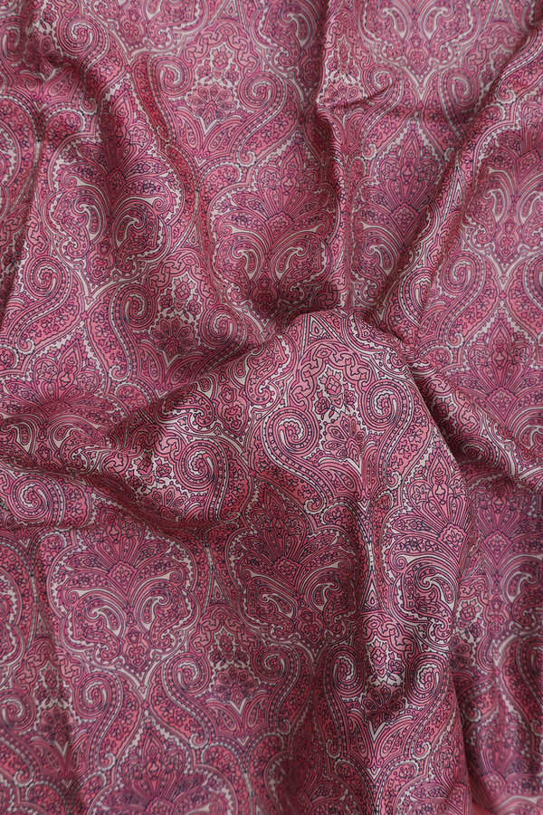 Printed Silk Saree In Dusty Pink With Allover Design