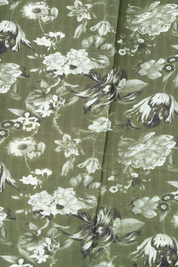 Printed Silk Saree In Grape Purple With Floral Design