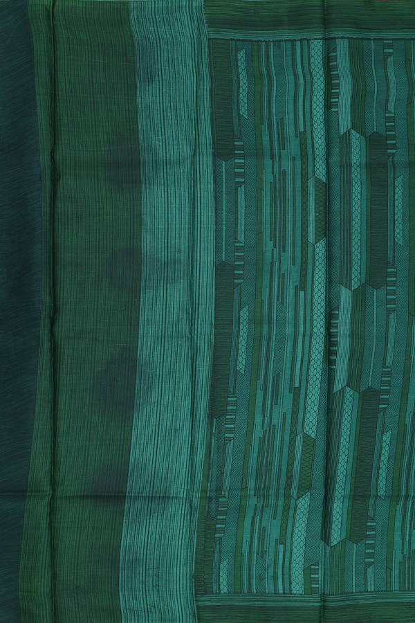 Printed Silk Saree In Green With Allover Design