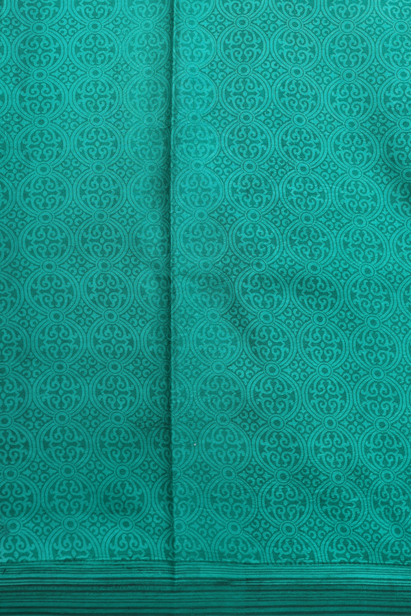 Printed Silk Saree In Green With Allover Design