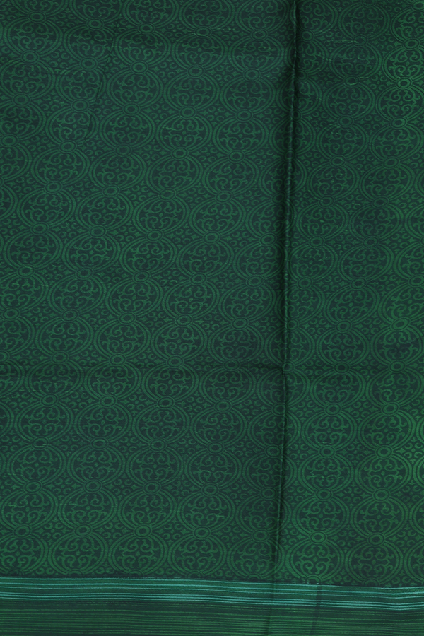 Printed Silk Saree In Green With Allover Design