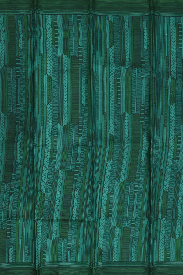 Printed Silk Saree In Green With Allover Design