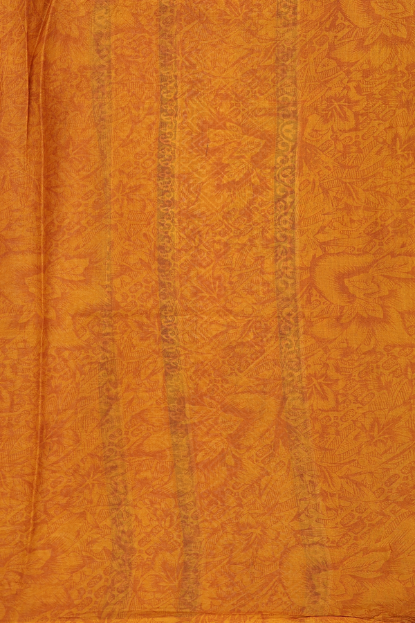 Printed Silk Saree In Green With Floral Design