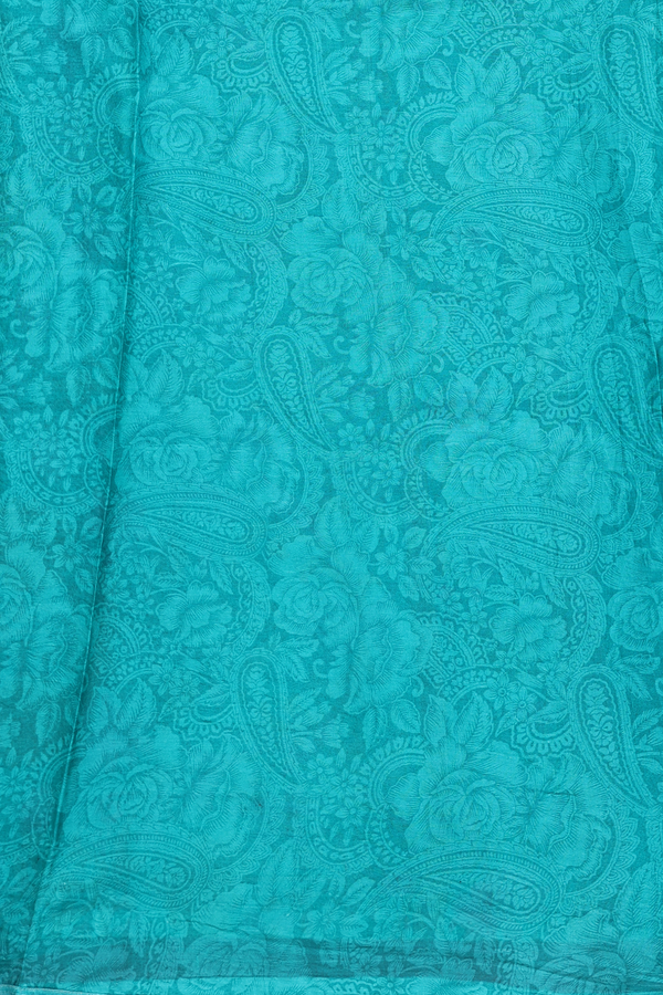 Printed Silk Saree In Green With Floral Design