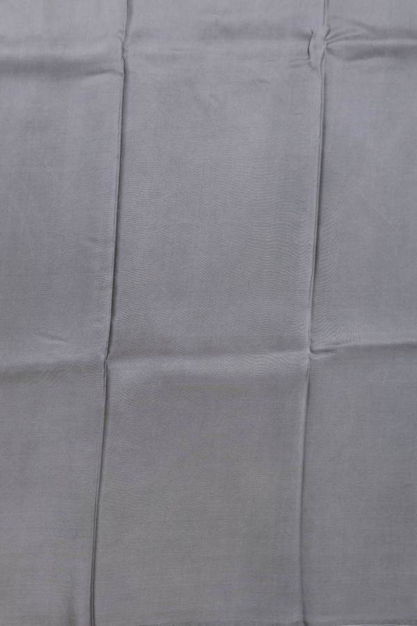 Printed Silk Saree In Greenish Grey With Floral Design