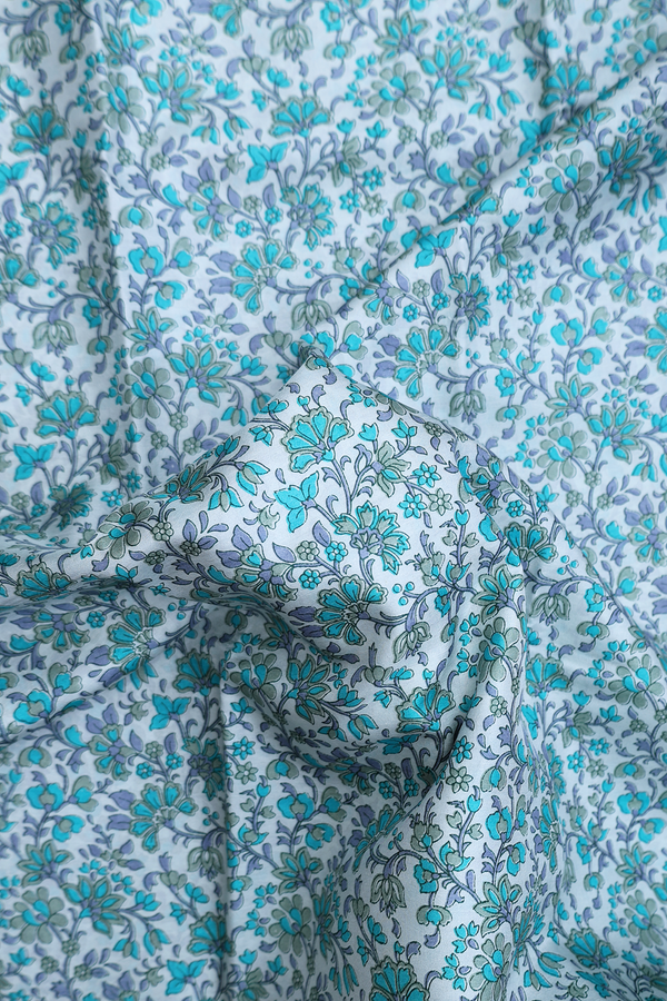 Printed Silk Saree In Green With Floral Design