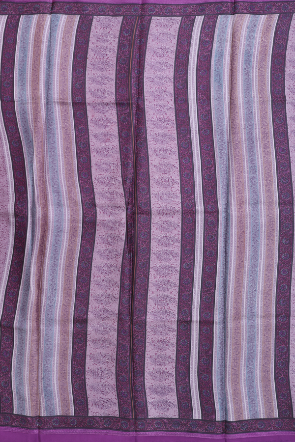 Printed Silk Saree In Dusty Purple With Allover Design