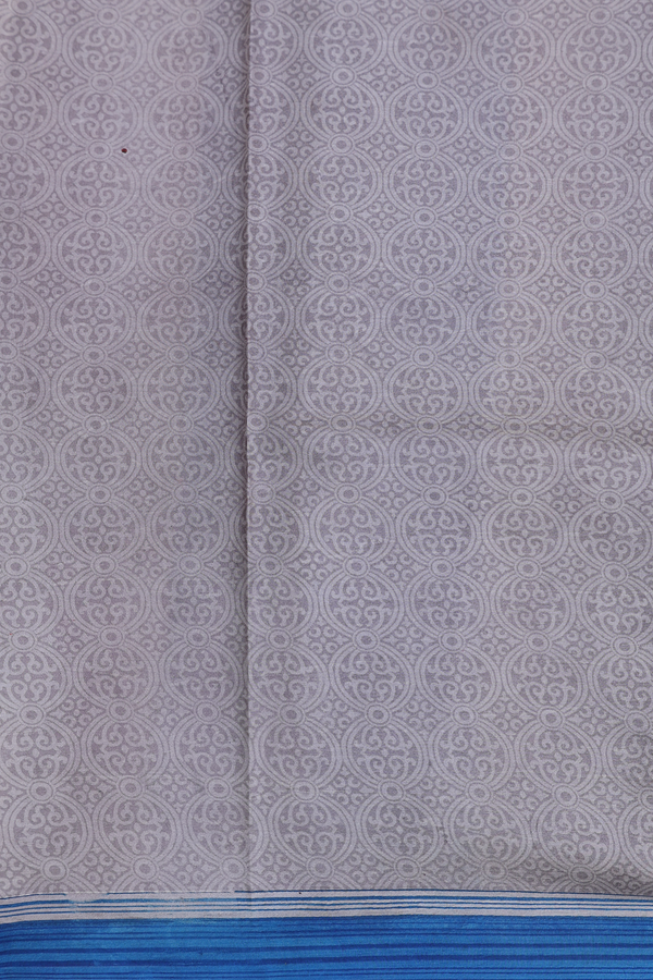 Printed Silk Saree In Grey With Allover Design