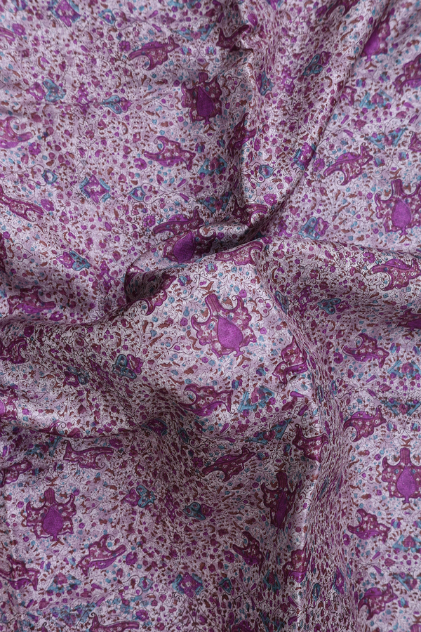 Printed Silk Saree In Dusty Purple With Allover Design