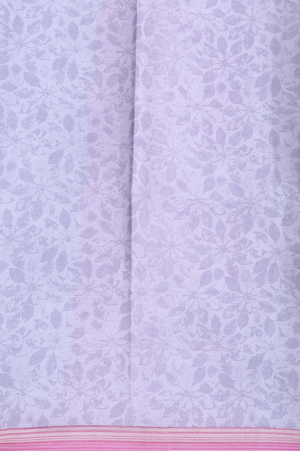 Printed Silk Saree In Grey With Floral Design