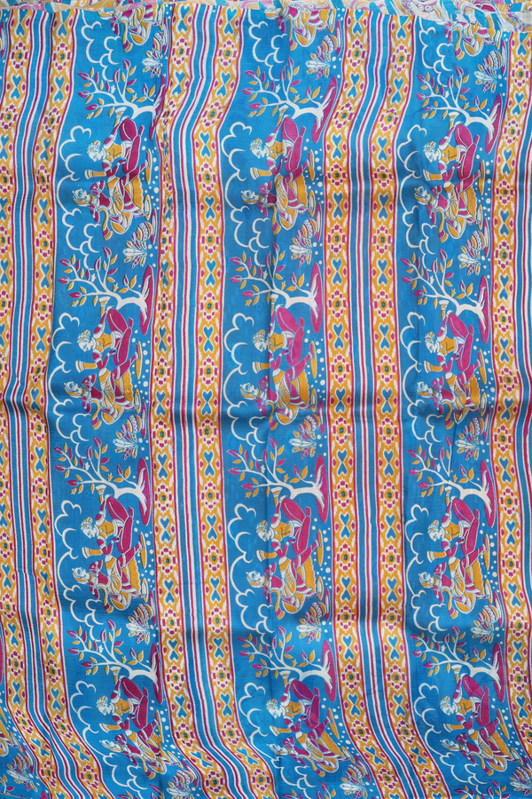 Printed Silk Saree In Golden Yellow With Diamond Design