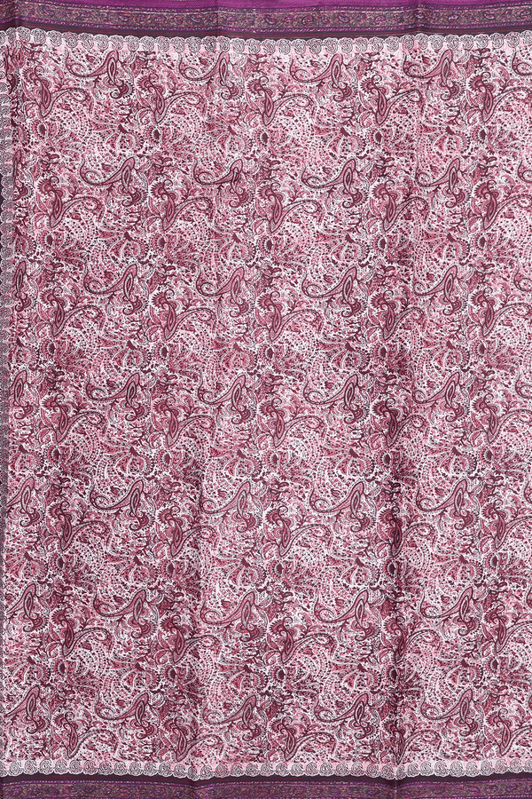 Printed Silk Saree In Ivory With Allover Design