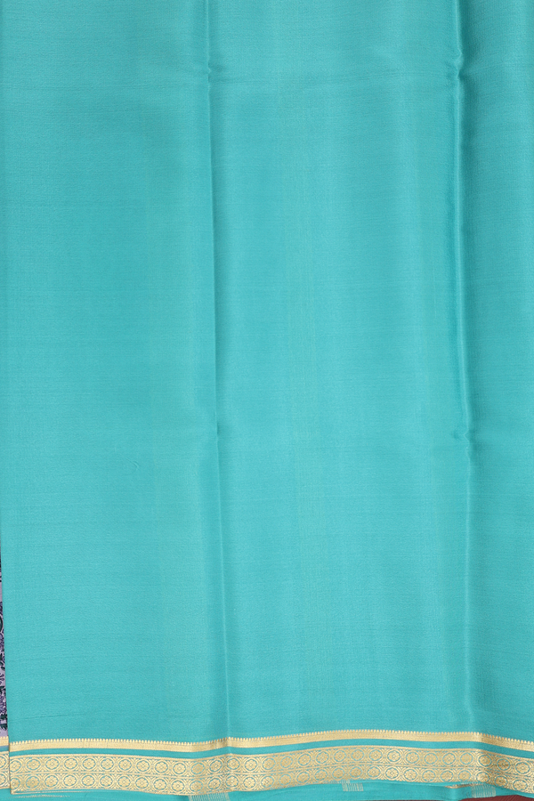 Printed Silk Saree In Light Purple With Floral Design