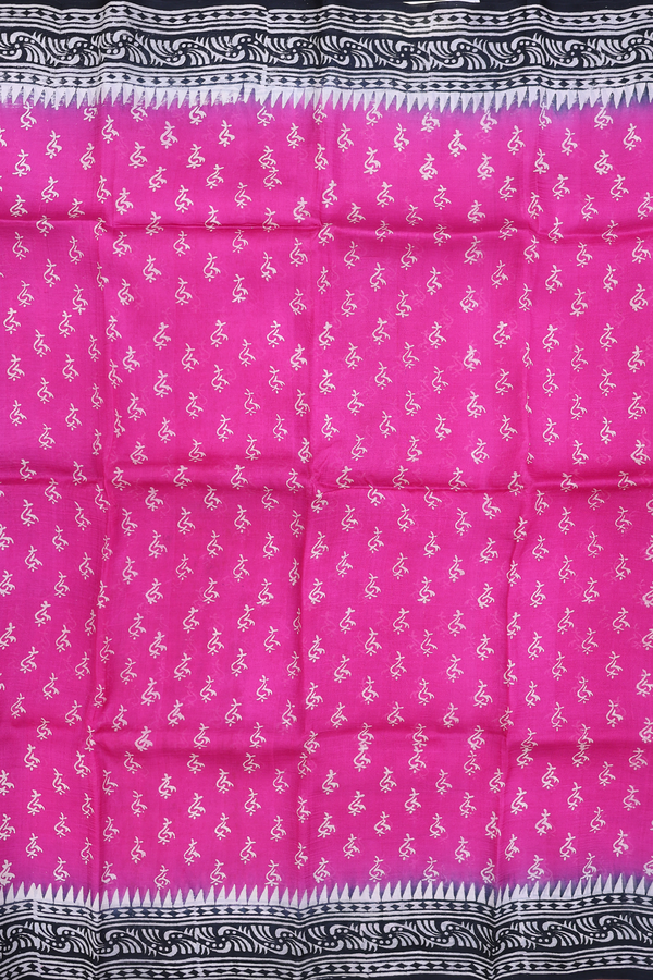 Printed Silk Saree In Magenta With Allover Design