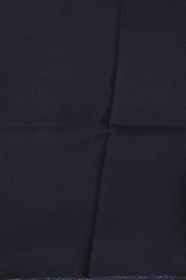 Printed Silk Saree In Navy Blue With Allover Design