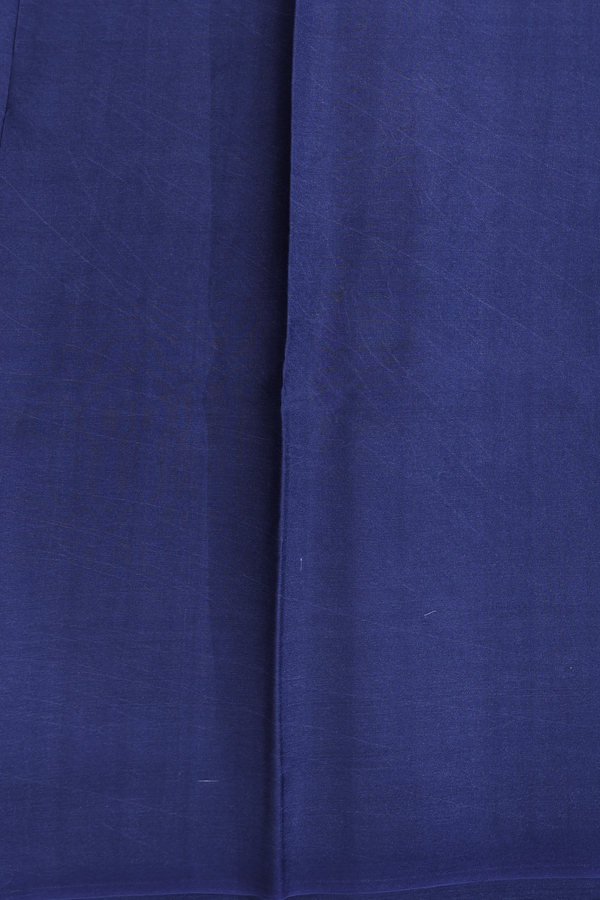 Printed Silk Saree In Navy Blue With Floral Design