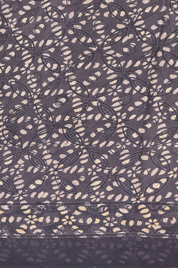 Printed Silk Saree In Oxford Brown With Allover Design