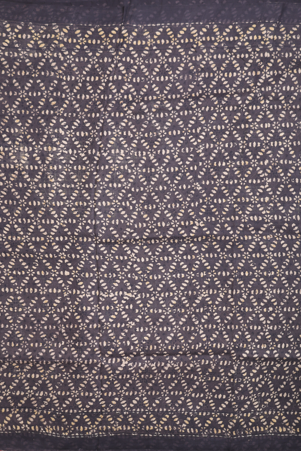 Printed Silk Saree In Oxford Brown With Allover Design