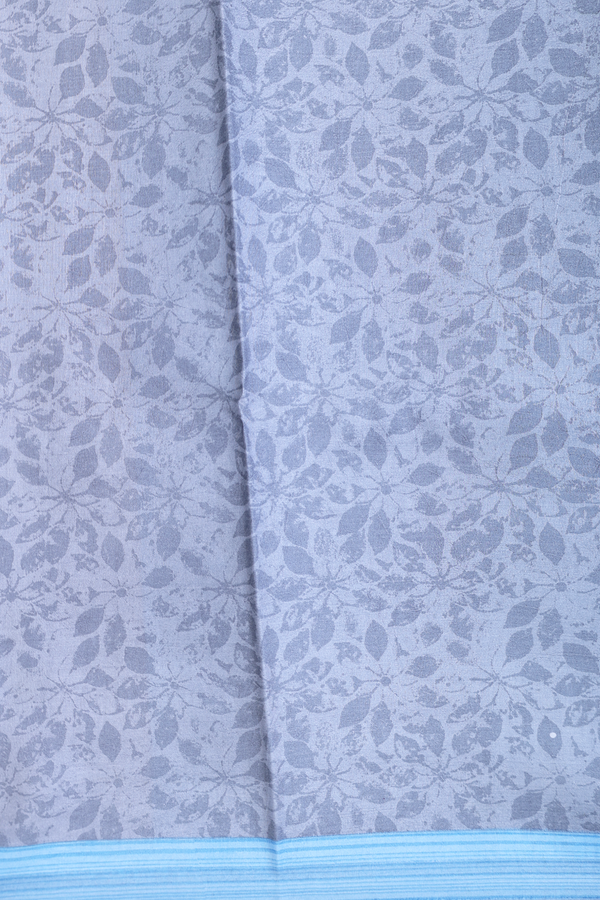 Printed Silk Saree In Pastel Blue With Diamond Design