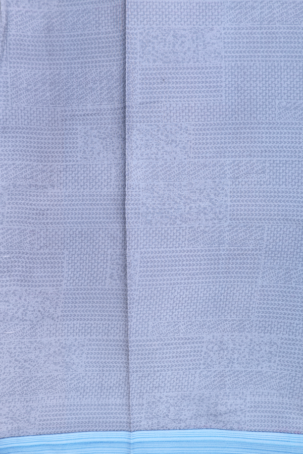 Printed Silk Saree In Pastel Blue With Diamond Design