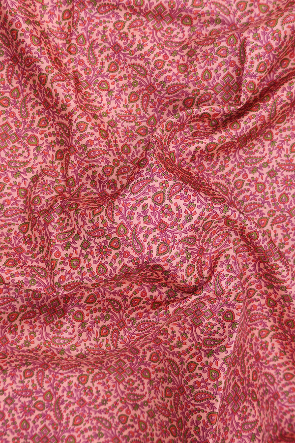 Printed Silk Saree In Peach With Allover Design