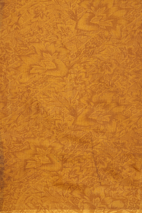 Printed Silk Saree In Peacock Green With Floral Buttas