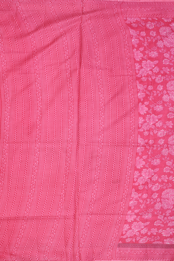 Printed Silk Saree In Pink With Floral Design
