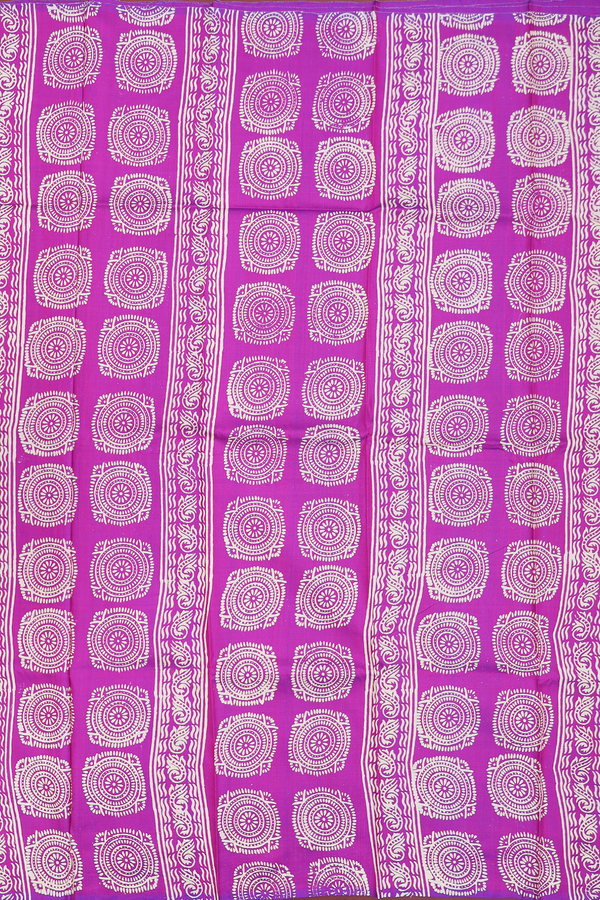 Printed Silk Saree In Purple Rose With Leaf Buttas