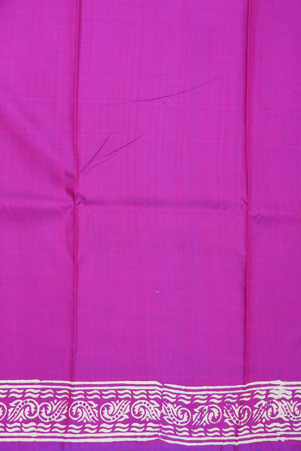 Printed Silk Saree In Purple Rose With Leaf Buttas
