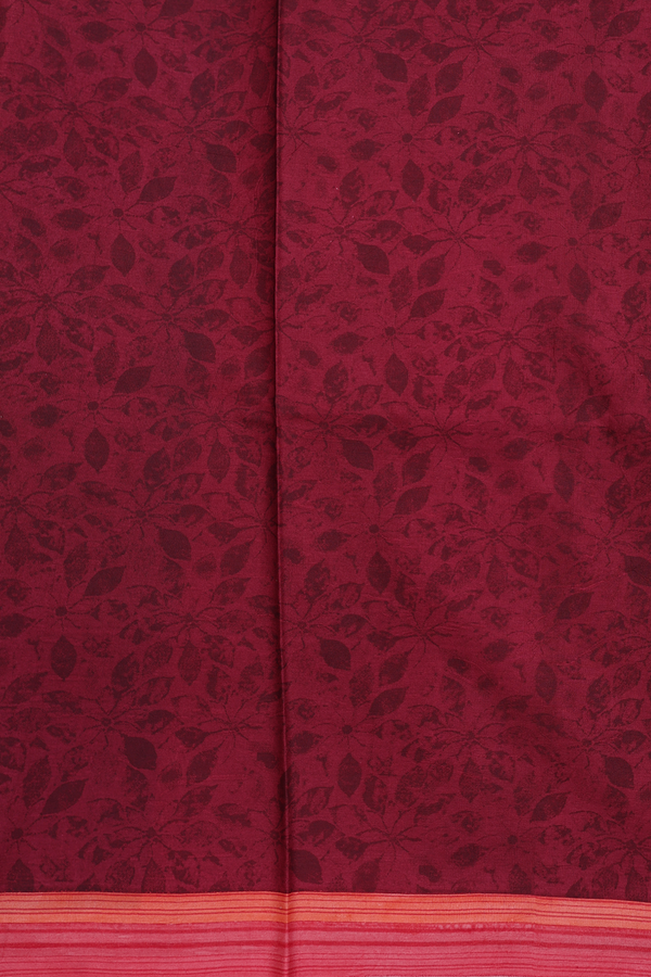 Printed Silk Saree In Red With Floral Design