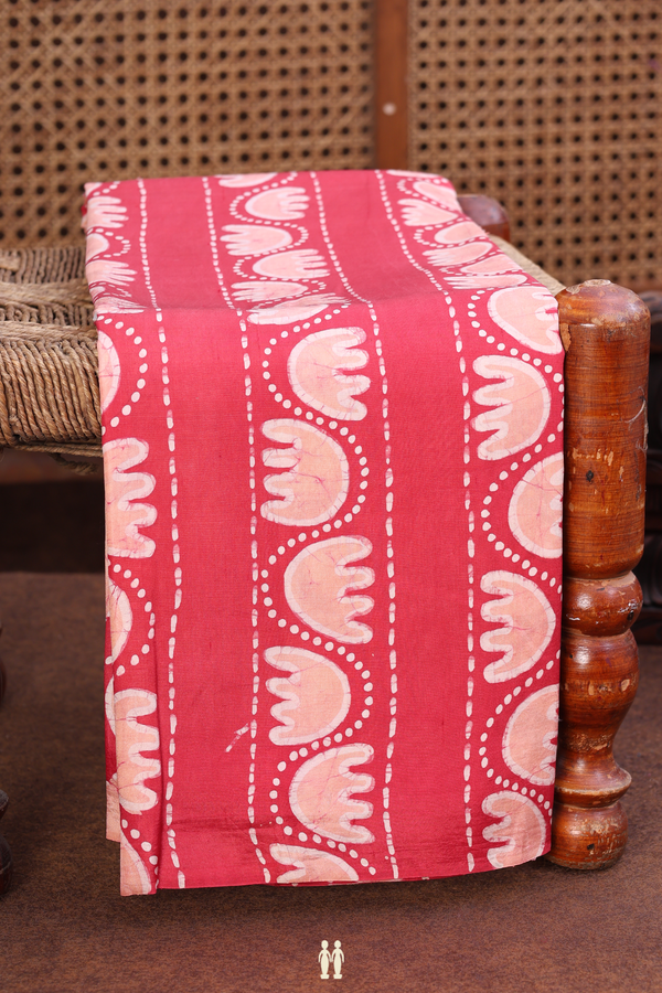 Printed Silk Saree In Red With Allover Design