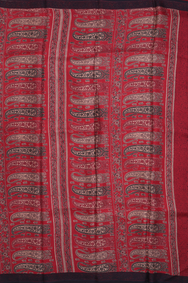 Printed Silk Saree In Red With Allover Design