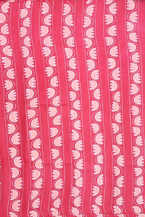 Printed Silk Saree In Red With Allover Design