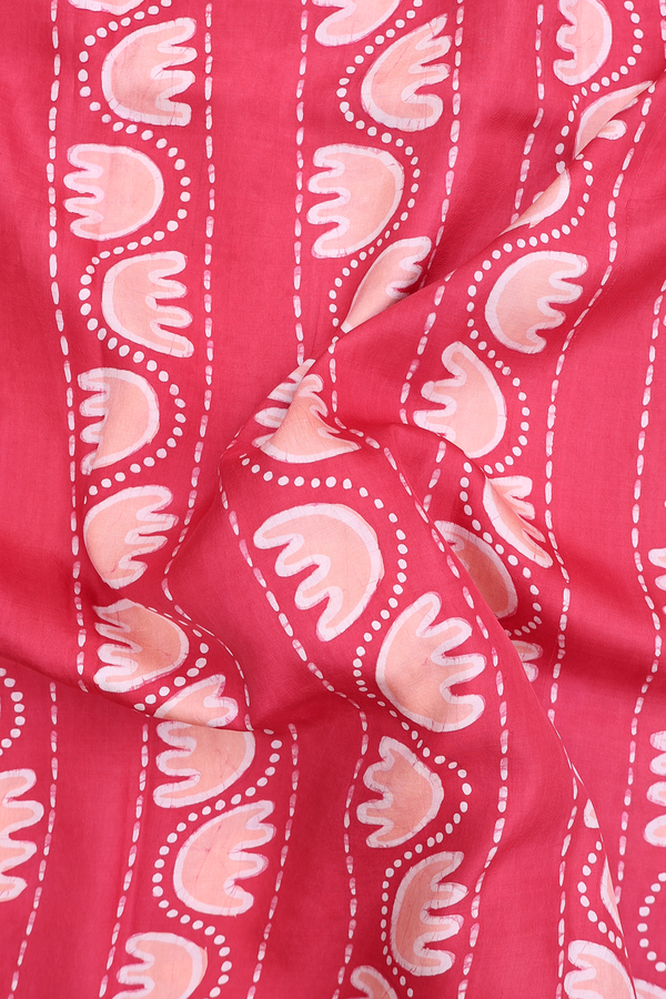 Printed Silk Saree In Red With Allover Design