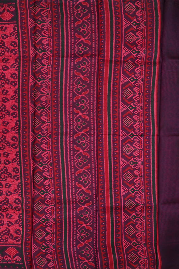 Printed Silk Saree In Rose Red With Allover Design