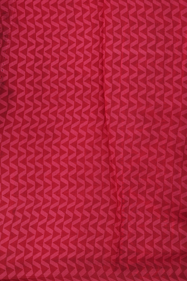 Printed Silk Saree In Rose Red With Allover Design