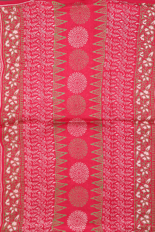 Printed Silk Saree In Scarlet Red With Allover Design