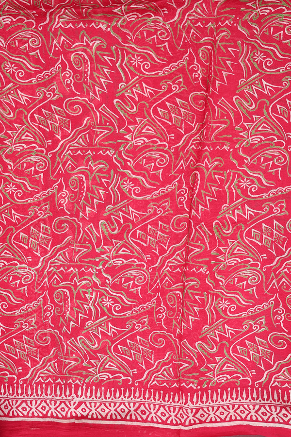 Printed Silk Saree In Scarlet Red With Allover Design