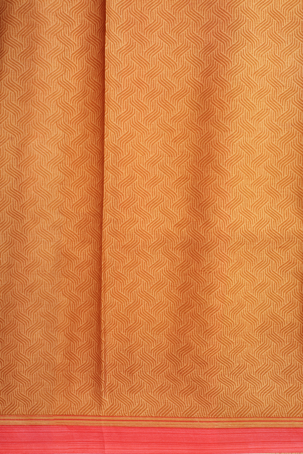 Printed Silk Saree In Soft Red With Allover Floral Design
