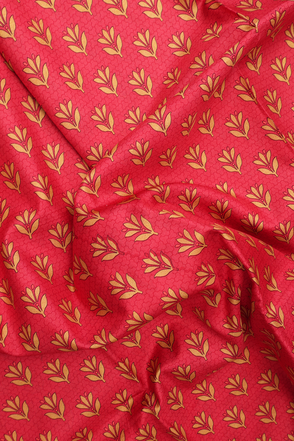 Printed Silk Saree In Soft Red With Allover Floral Design