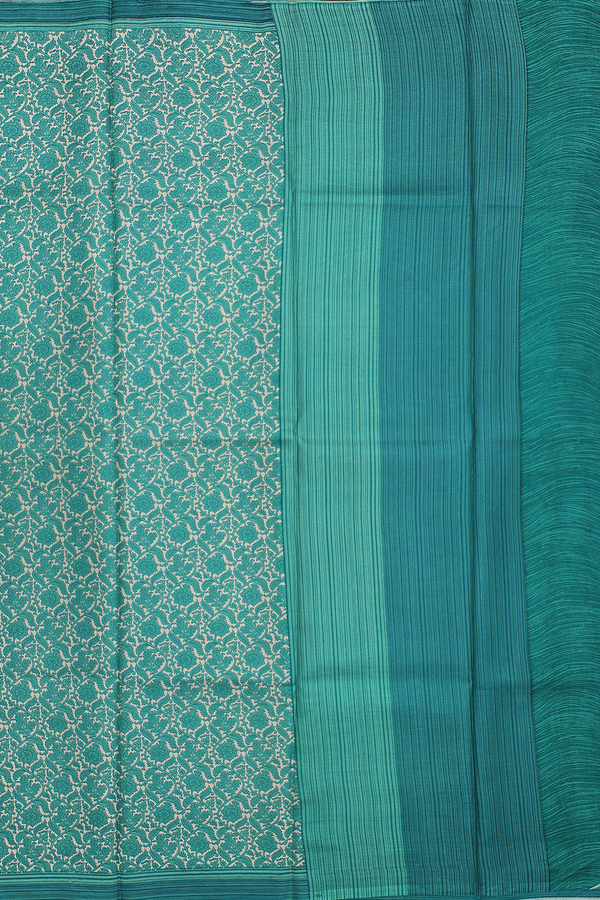 Printed Silk Saree In Tan Brown Floral Design