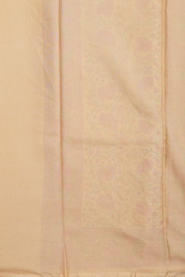 Printed Silk Saree In Tan Brown Floral Design