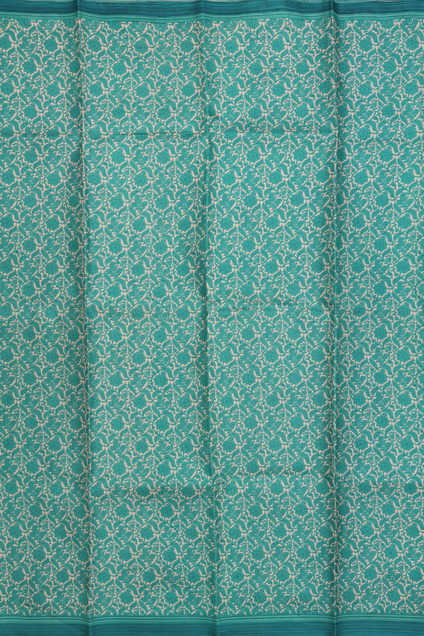 Printed Silk Saree In Tan Brown Floral Design
