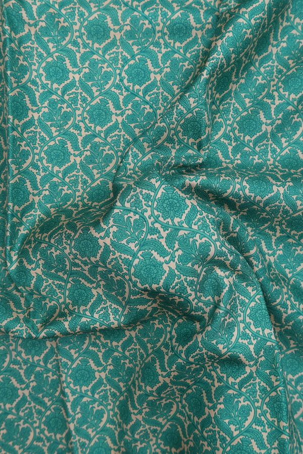 Printed Silk Saree In Tan Brown Floral Design