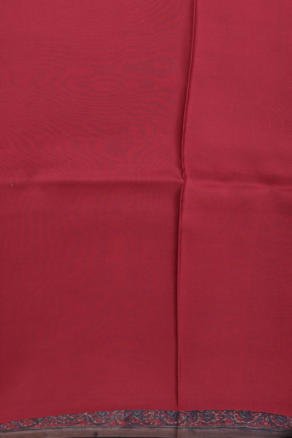 Printed Silk Saree In Tan Brown With Floral Design