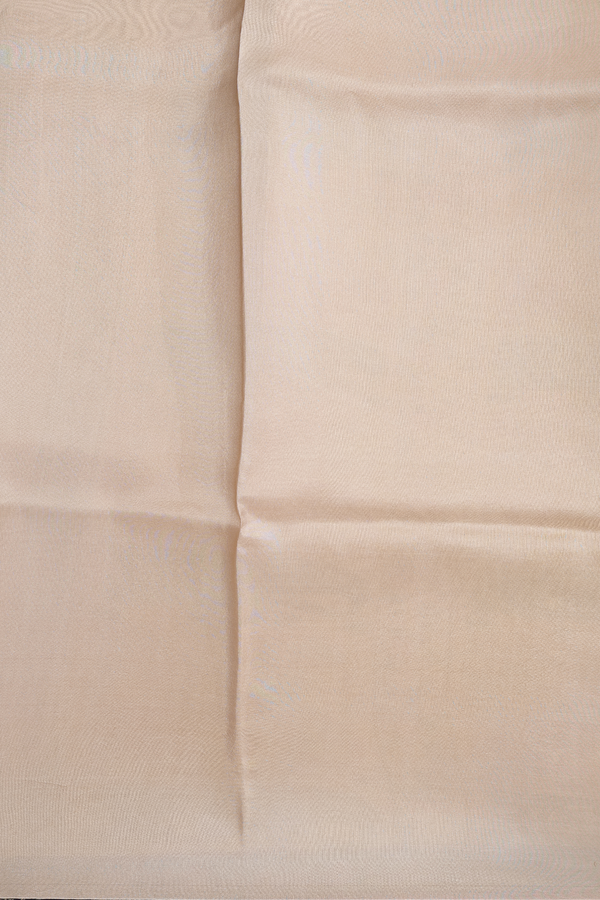 Printed Silk Saree In Tan With Floral Design