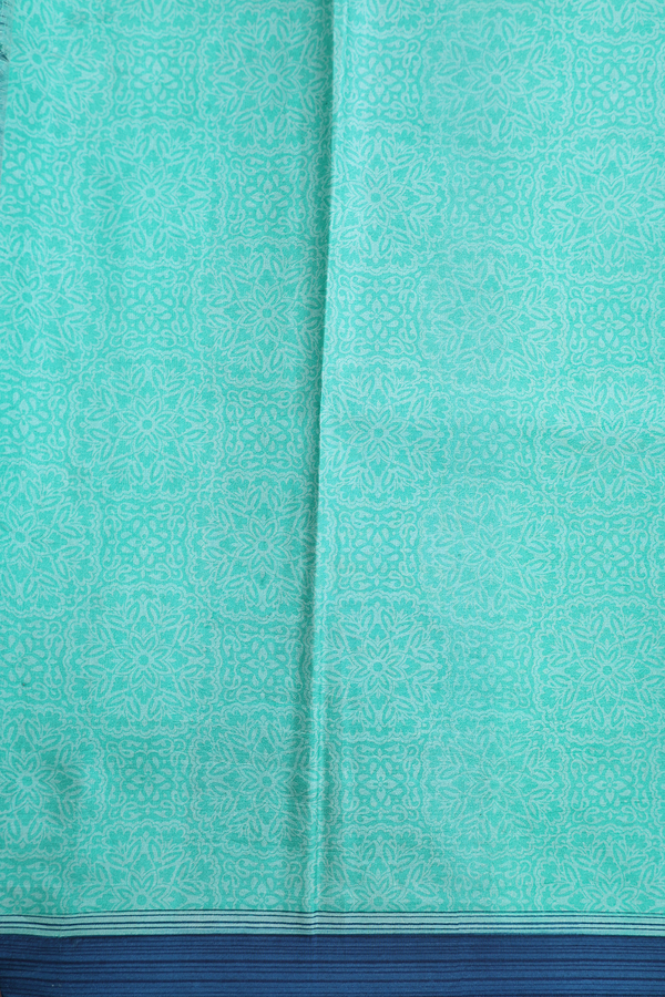 Printed Silk Saree In Prussian Blue With Printed Design