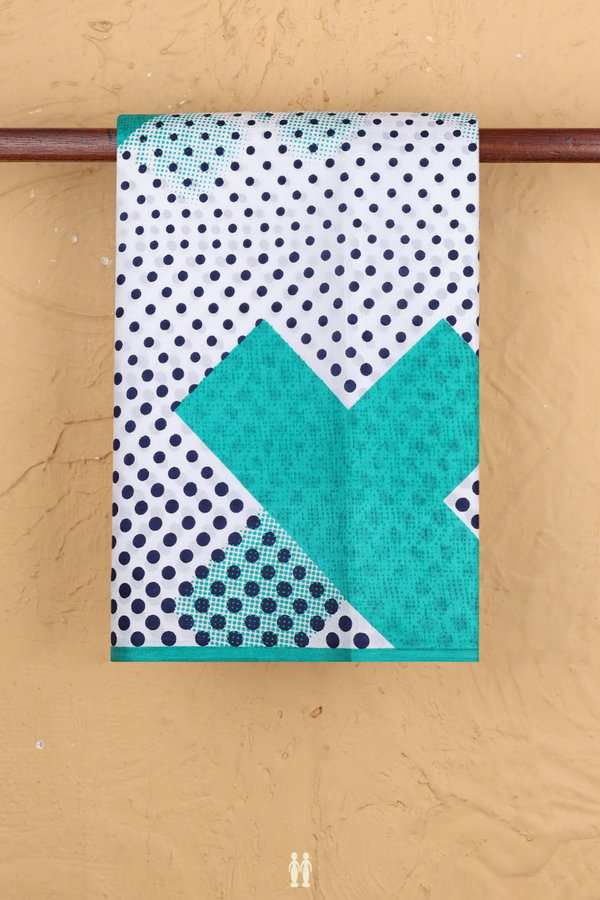 Printed Silk Saree In White With Allover Design